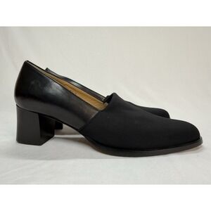 Dino Monti Carla Leather Pumps Block Heel Womens Sz 8 N Blue Italy Career